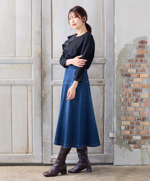 Rose Tiara（ローズティアラ） デニムスカート 「手洗いOK」フレア