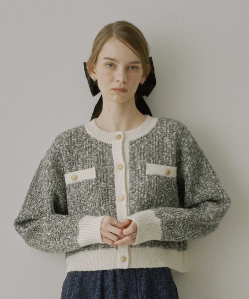 HEIREN カーディガン 「HEIREN」ツイードニットジャケット レディース