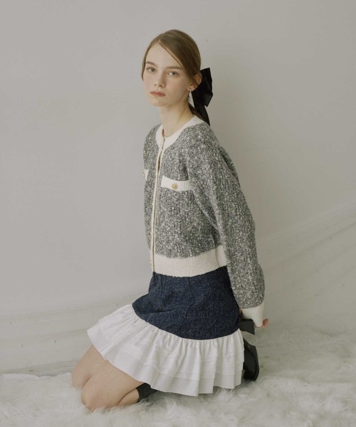 HEIREN カーディガン 「HEIREN」ツイードニットジャケット レディース