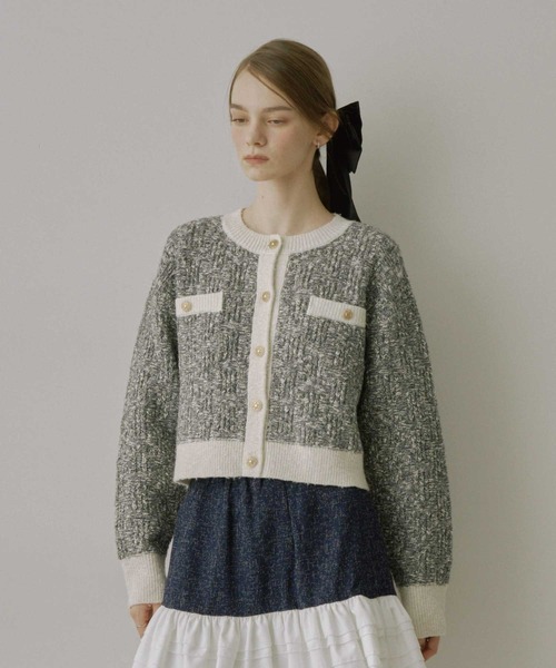 HEIREN カーディガン 「HEIREN」ツイードニットジャケット レディース