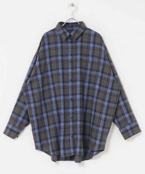 新品♡KBF＊WEB限定 チェックプルオーバー   ネイビー ケービーエフ KBF チェックレイヤードBIGシャツ （ブルー系その他