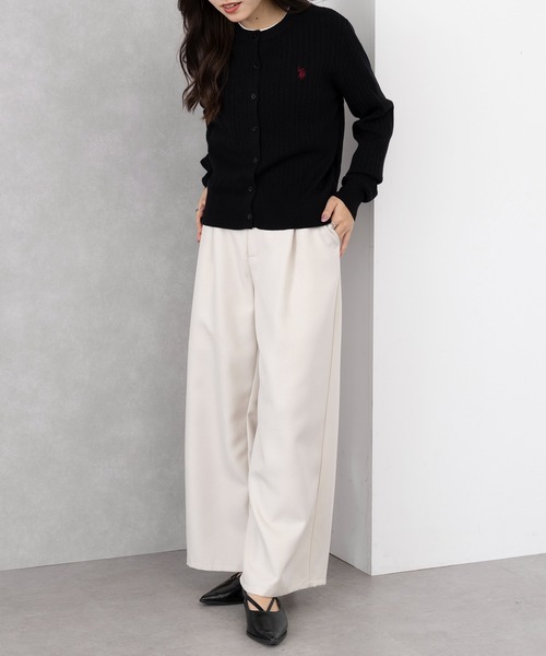 ラルフローレン ケーブルニットカーディガン キャメル ポニー刺繍 S