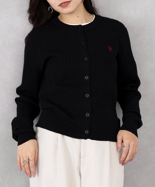 極美品✨ラルフローレン　ケーブルカーディガン　ポニー刺繍　ブラック U.S. POLO ASSN.（ユーエスポロアッスン） カーディガン 「U.S. POLO