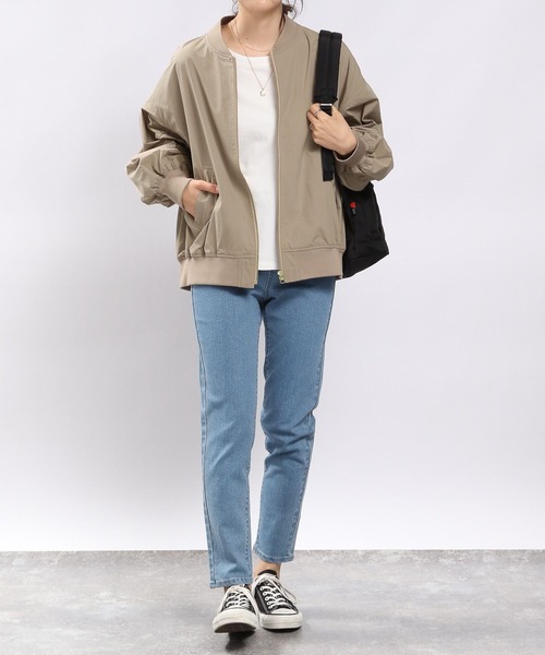 「GLOBAL WORK Smile Seed Store」 ジップアップブルゾン MEDIUM ベージュ レディース_画像9