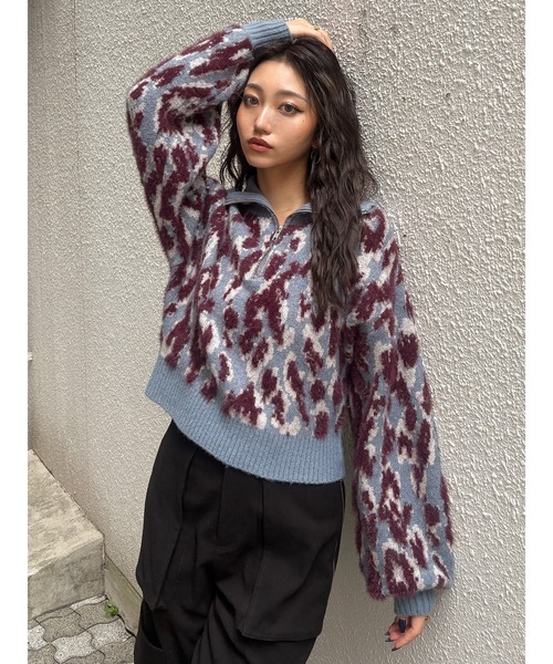 MURUA（ムルーア） ニット セーター マルチヤーンハーフジップニット