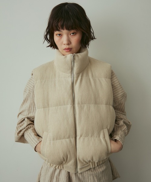 foof パディングベスト キルティングベスト ベージュ M キルティング