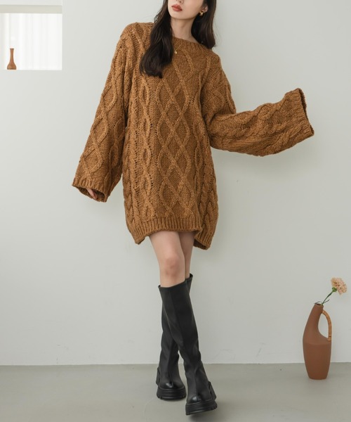 hinari（ヒナリ） ワンピース ケーブル編みニットワンピ : ZOZOTOWN