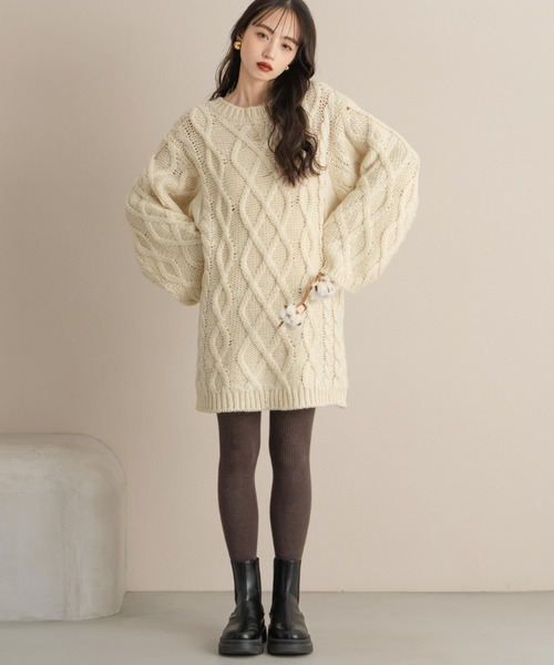 hinari（ヒナリ） ワンピース ケーブル編みニットワンピ : ZOZOTOWN