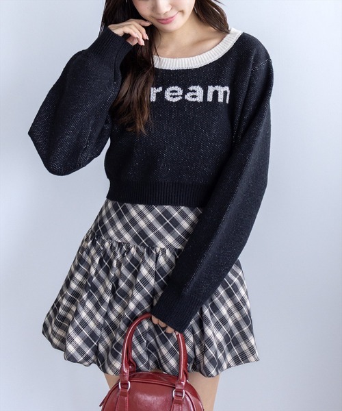 clear ニット セーター ストーンロゴジャガードクロップドニット clear ニット セーター ストーンロゴジャガードクロップドニット