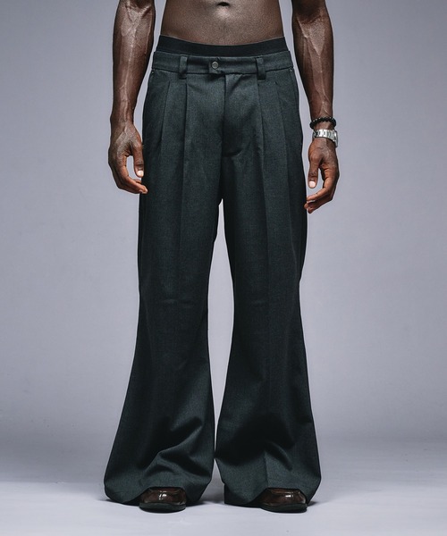 ANDER HUNK スラックス Wide Flare Tuck Slacks / ワイドフレアタック