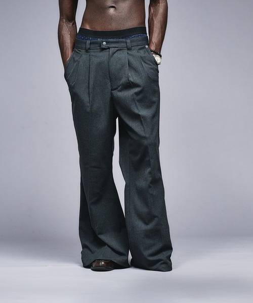 ANDER HUNK スラックス Wide Flare Tuck Slacks / ワイドフレアタック