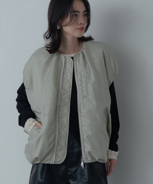 INDIVI GALLEST ブルゾン アウター 「再入荷」MA−1ジレブルゾン 