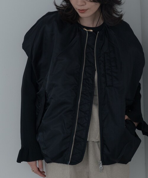 INDIVI GALLEST ブルゾン アウター 「再入荷」MA−1ジレブルゾン 