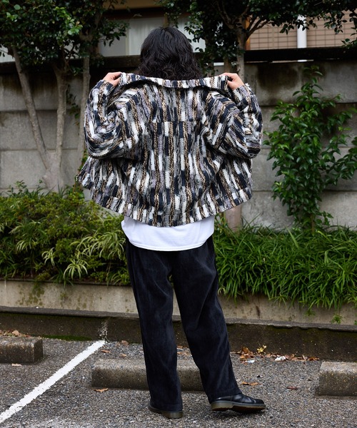 ALL RUNS ブルゾン アウター ストライプミックスニット ジップアップ