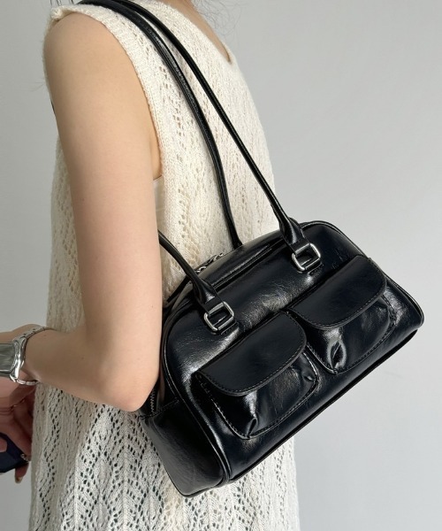 ボストンバッグ レザーライクミニボストン ショルダーバッグ