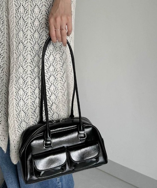 ボストンバッグ レザーライクミニボストン ショルダーバッグ