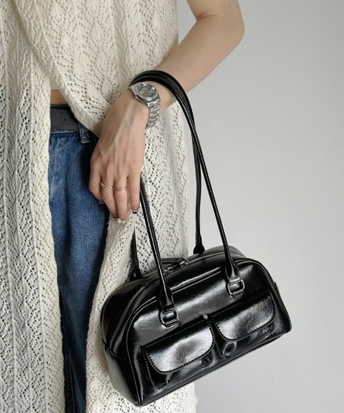 ボストンバッグ レザーライクミニボストン ショルダーバッグ