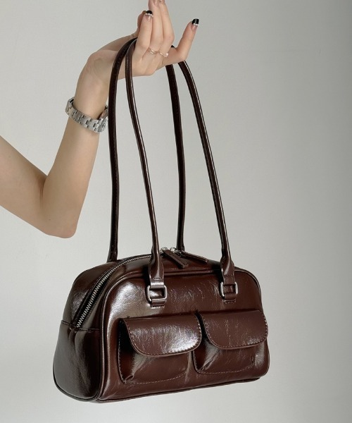 ボストンバッグ レザーライクミニボストン ショルダーバッグ