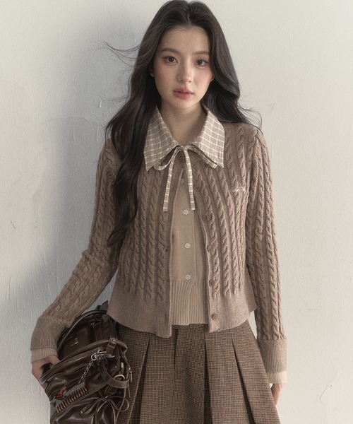 新品タグ付き 自由区 ウール アンサンブル ニット カーディガン 2枚セット WEB限定・洗える】ウールミックス フード付きカーディガン / 自由区 S