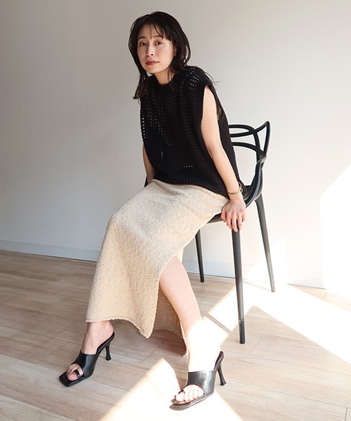 「CREDONA」 ニットベスト FREE ブラック レディース_画像3