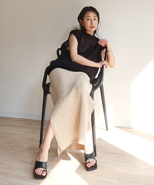 「CREDONA」 ニットベスト FREE ブラック レディース_画像4