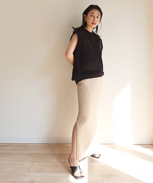 「CREDONA」 ニットベスト FREE ブラック レディース_画像5