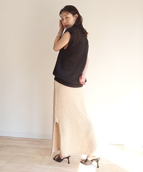 「CREDONA」 ニットベスト FREE ブラック レディース_画像6