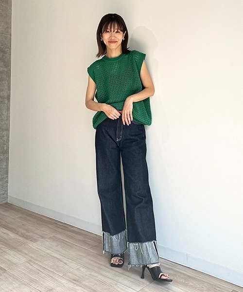 「CREDONA」 ニットベスト FREE ブラック レディース_画像8