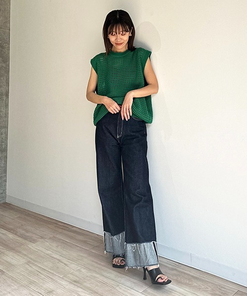 「CREDONA」 ニットベスト FREE ブラック レディース_画像9