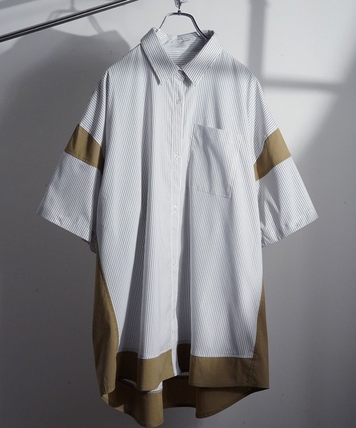 SeeSew シャツ 「UNISEX」BLOCKING 2WAY OVER SHIRTS/ブロッキング2WAY