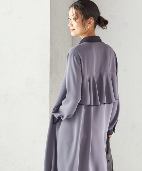 ワンピース 「洗濯機可能」ライト ダブルクロス バックフリル Aライン ワンピース（セレモニー対応可）の画像