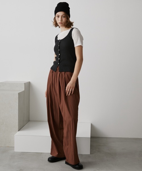 「Auntie Rosa Holiday」 イージーパンツ MEDIUM ブラック レディース_画像2