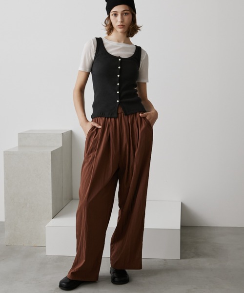 「Auntie Rosa Holiday」 イージーパンツ MEDIUM ブラック レディース_画像3