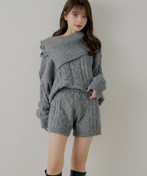 Chico（チコ） パンツ 「セットアップ対応」ケーブルショートパンツ