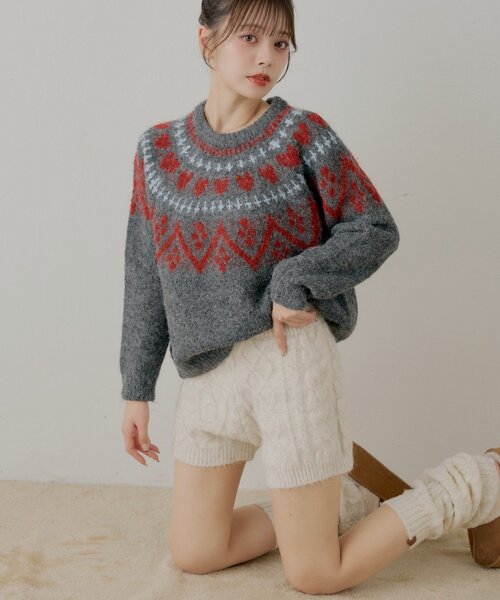 Chico（チコ） パンツ 「セットアップ対応」ケーブルショートパンツ