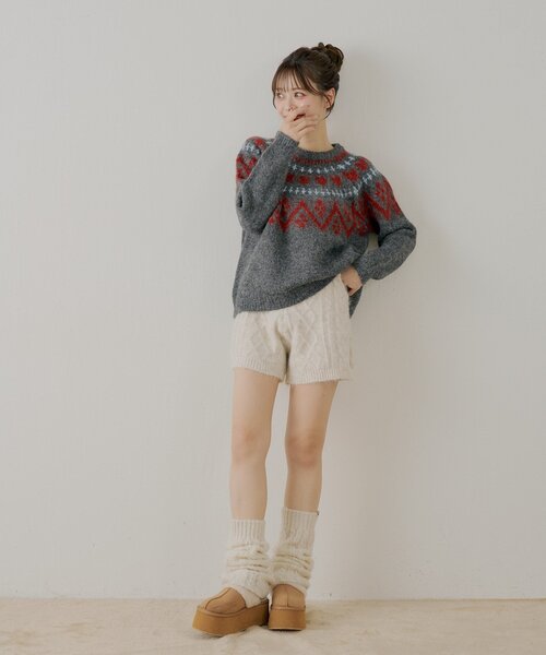 Chico（チコ） パンツ 「セットアップ対応」ケーブルショートパンツ