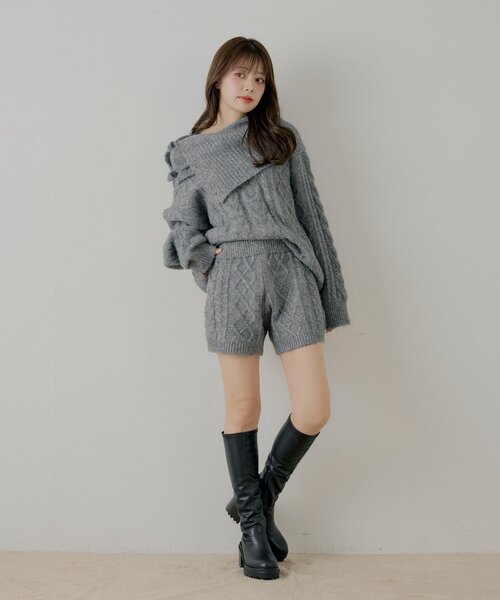 Chico（チコ） パンツ 「セットアップ対応」ケーブルショートパンツ