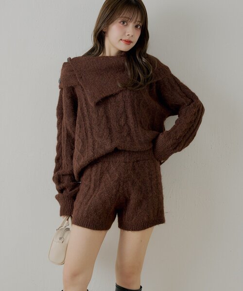 Chico（チコ） パンツ 「セットアップ対応」ケーブルショートパンツ