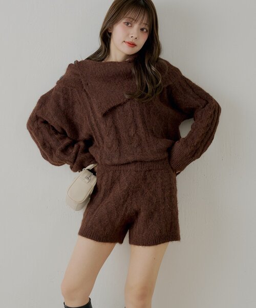 Chico（チコ） パンツ 「セットアップ対応」ケーブルショートパンツ