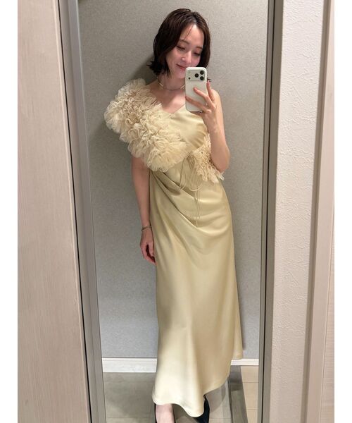 LAGUNAMOON シアートップス付 フリルキャミドレス M ブラック LAGUNAMOON（ラグナムーン） ドレス 「ソンイさんコラボ」LADYチュール