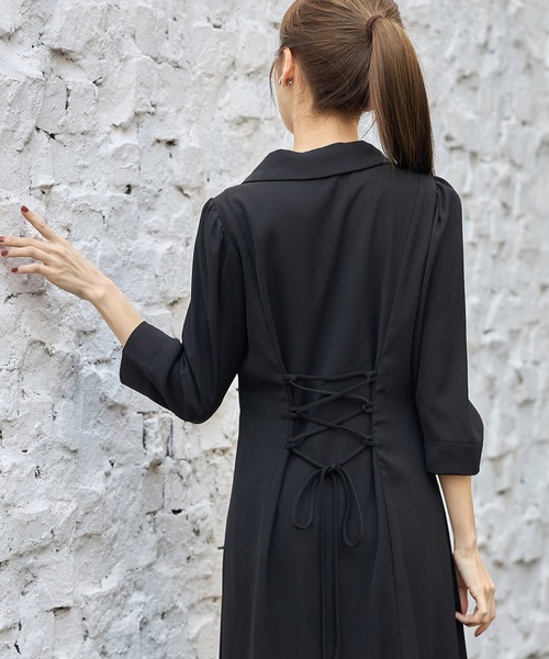 「tocco closet」 7分袖ワンピース M ベージュ レディース_画像2