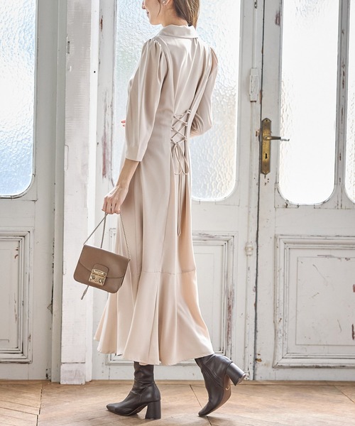 「tocco closet」 7分袖ワンピース M ベージュ レディース_画像7