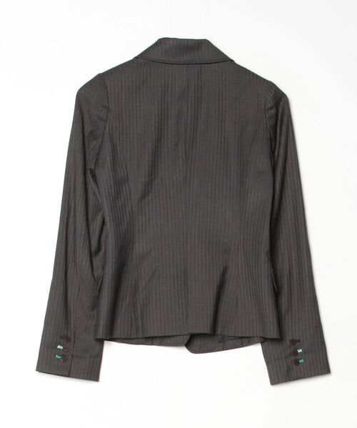 「Q」 ストライプ柄テーラードジャケット 2 ブラック レディース_画像2