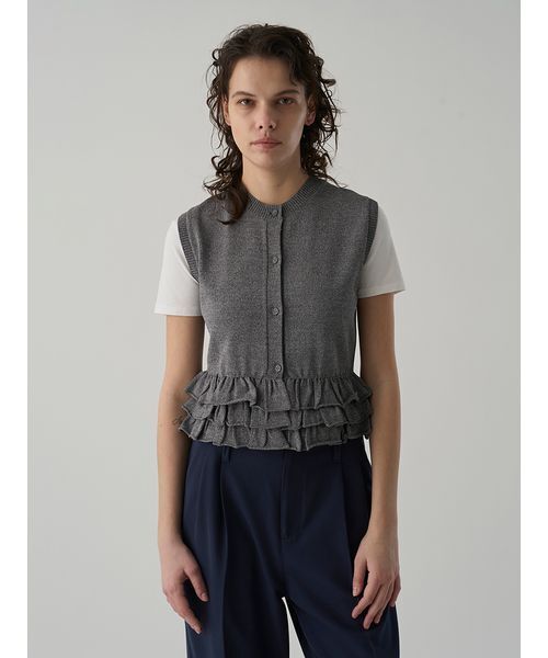 Henon. ニット セーター FRILLED KNIT VEST レディース : ZOZOTOWN