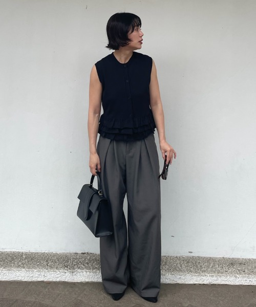 Henon. ニット セーター FRILLED KNIT VEST レディース : ZOZOTOWN