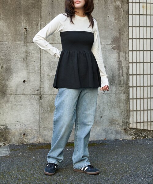 VENCE EXCHANGE tシャツ 異素材コンビビスチェ風プルオーバー