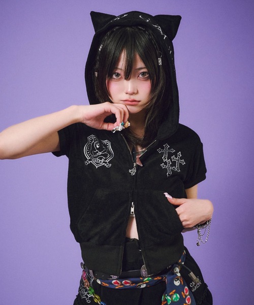 JSG 猫耳 半袖 パーカ 平成 GAL GALFY（ガルフィー） パーカー 「GALFY」VIVIGALパーカー