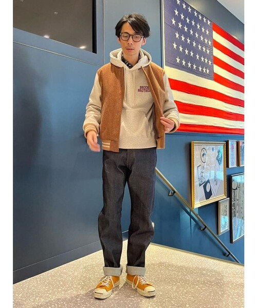 「BROOKS BROTHERS」 プルオーバーパーカー SMALL オートミール メンズの画像