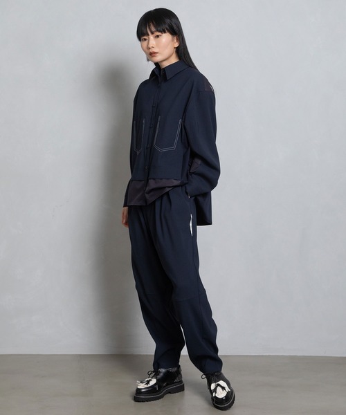 「MARECHAL TERRE」 イージーパンツ MEDIUM ネイビー レディース_画像4