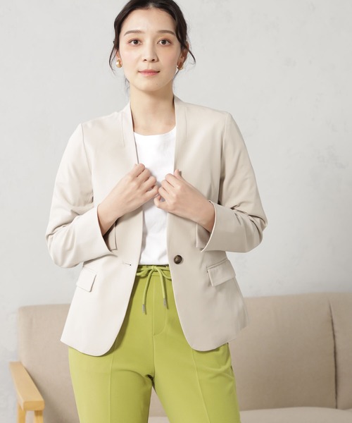 「FOUND GOOD」 ノーカラージャケット M ベージュ レディース_画像2